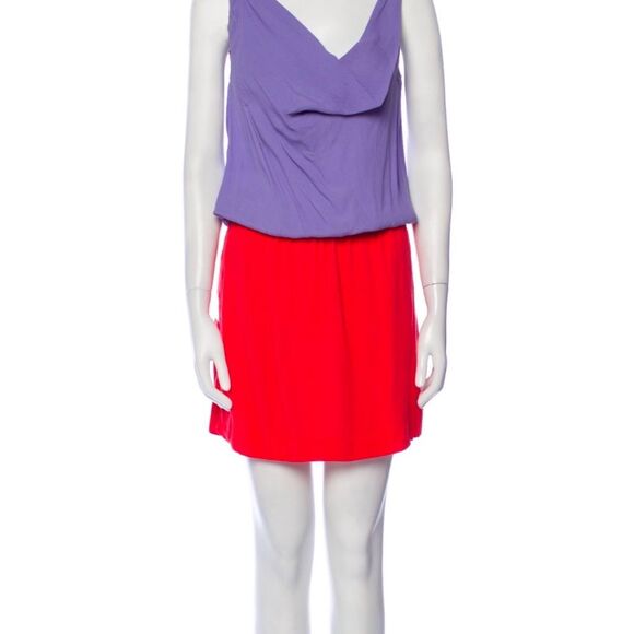 DVF Dress/cowlneck sleeveless 2 dress/Side/ruching/Purple & Red Dress - Picture 2 of 10